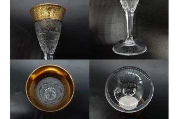 チェコ　Moser　モーゼル　テーブルセット　煌びやかな輝きを放つミ二チュアグラス12客セット(ワイングラス、12種、金彩、コレクション、Table set、MINIATURE、グラス、硝子、ケース付き)(R-079819)