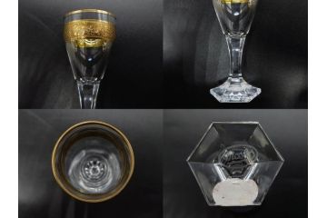 チェコ　Moser　モーゼル　テーブルセット　煌びやかな輝きを放つミ二チュアグラス12客セット(ワイングラス、12種、金彩、コレクション、Table set、MINIATURE、グラス、硝子、ケース付き)(R-079819)