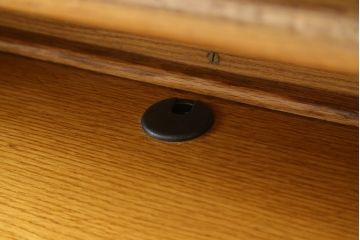 ビンテージ　オーク材　薄型ロールトップデスク(両袖机、ワークデスク、在宅用、在宅ワーク用、蛇腹机、簿記机、ヴィンテージ)(R-079820)