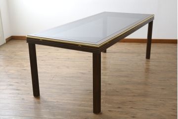 中古　美品!!　バロッサバレンティ(VARO,S.A. VALENTI)　高級感漂うガラスのダイニングテーブル(食卓、4人掛け、6人掛け、店舗什器)(定価約68万円)(R-079821)