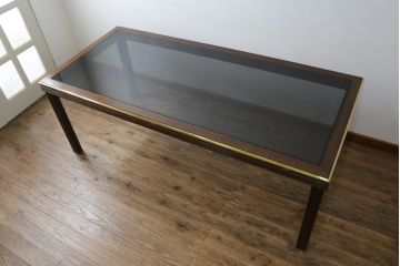 中古　美品!!　バロッサバレンティ(VARO,S.A. VALENTI)　高級感漂うガラスのダイニングテーブル(食卓、4人掛け、6人掛け、店舗什器)(定価約68万円)(R-079821)