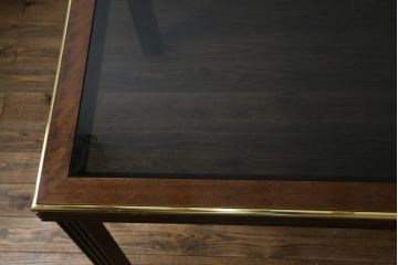 中古　美品!!　バロッサバレンティ(VARO,S.A. VALENTI)　高級感漂うガラスのダイニングテーブル(食卓、4人掛け、6人掛け、店舗什器)(定価約68万円)(R-079821)