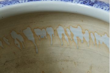 和製アンティーク　昭和初期〜中期　窓絵松竹図・南天　縁起の良いモチーフが描かれた瀬戸火鉢(鉢カバー、傘立て、金魚鉢)(R-079824)