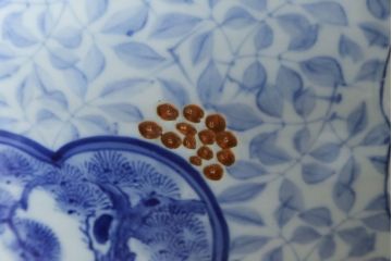 和製アンティーク　昭和初期〜中期　窓絵松竹図・南天　縁起の良いモチーフが描かれた瀬戸火鉢(鉢カバー、傘立て、金魚鉢)(R-079824)