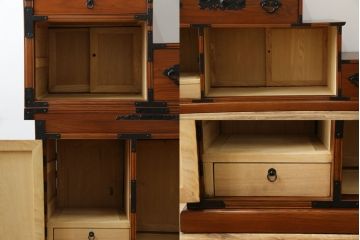 中古　美品　両面使い　魅せる収納としても大活躍の階段箪笥(階段タンス、収納たんす、和箪笥、引き出し)(R-079828)