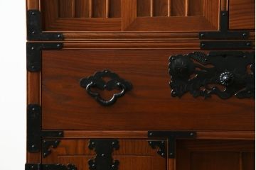 中古　美品　両面使い　魅せる収納としても大活躍の階段箪笥(階段タンス、収納たんす、和箪笥、引き出し)(R-079828)