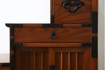中古　美品　両面使い　魅せる収納としても大活躍の階段箪笥(階段タンス、収納たんす、和箪笥、引き出し)(R-079828)