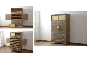 中古　美品　最高級　通産大臣指定伝統工芸品　伝統工芸士　鹿島金正作　高千穂　品のある佇まいで和の雰囲気を引き立てる名古屋総桐たんす(胴丸、総桐たんす、着物箪笥、引き出し、和たんす、衣装箪笥、バラ売り可能)(定価約250万円)(R-079829)