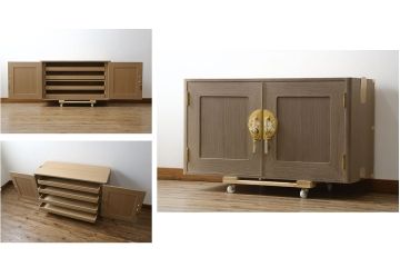 中古　美品　最高級　通産大臣指定伝統工芸品　伝統工芸士　鹿島金正作　高千穂　品のある佇まいで和の雰囲気を引き立てる名古屋総桐たんす・中段(胴丸、総桐たんす、着物箪笥、引き出し、和たんす、衣装箪笥、チェスト)(R-079831)