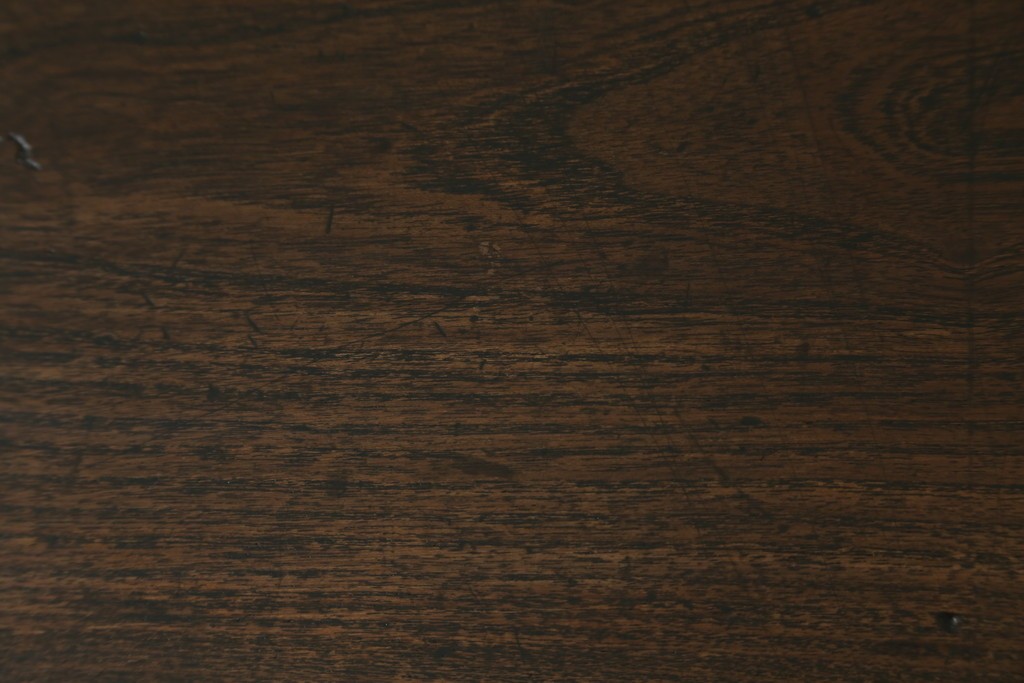 和製アンティーク　明治から大正期　上手物!!　指物高級品!　引き出し3杯付き　背面の幕板デザインが素敵な文机　(R-079836)