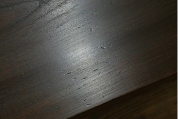 和製アンティーク　明治から大正期　上手物!!　指物高級品!　引き出し3杯付き　背面の幕板デザインが素敵な文机　(R-079836)