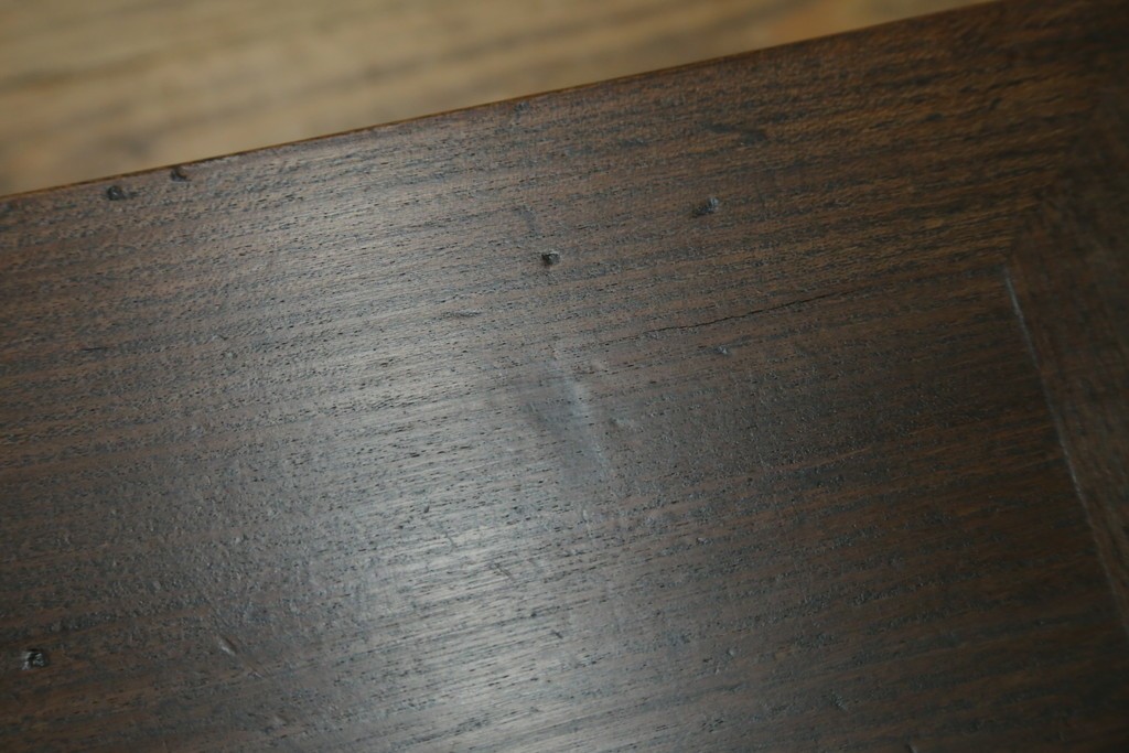 和製アンティーク　明治から大正期　上手物!!　指物高級品!　引き出し3杯付き　背面の幕板デザインが素敵な文机　(R-079836)
