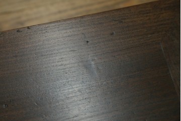 和製アンティーク　明治から大正期　上手物!!　指物高級品!　引き出し3杯付き　背面の幕板デザインが素敵な文机　(R-079836)