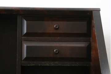 中古　北海道民芸家具　コンパクトで使い勝手の良いライティングビューロー(簿記机、ワークデスク、引き出し、サイドチェスト、在宅用、在宅ワーク用)(R-079838)