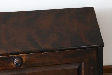 中古　北海道民芸家具　コンパクトで使い勝手の良いライティングビューロー(簿記机、ワークデスク、引き出し、サイドチェスト、在宅用、在宅ワーク用)(R-079838)
