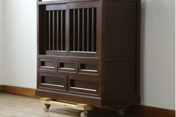 中古　美品　松本民芸家具　530型　和の雰囲気が魅力的な茶タンス　定価約43万円　(R-079839)