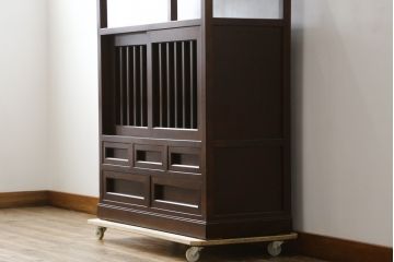 中古　美品　松本民芸家具　530型　和の雰囲気が魅力的な茶タンス(茶棚、飾り棚、戸棚、収納棚、サイドキャビネット)(定価約43万円)(R-079839)