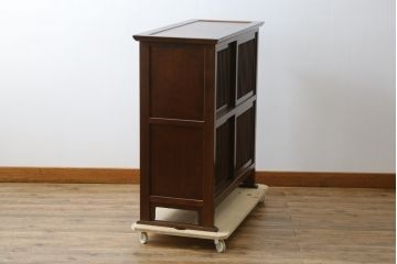 和製ビンテージ　松本民芸家具　A型舞良茶タンス　和モダンの空間づくりにも活躍する収納棚(下駄箱、靴箱、本箱、戸棚、食器棚、サイドボード、ヴィンテージ)(R-079840)