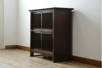 和製ビンテージ　松本民芸家具　A型舞良茶タンス　和モダンの空間づくりにも活躍する収納棚　(R-079840)