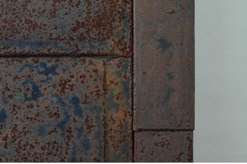 アンティーク建具　希少　どっしりとした重厚感が魅力の鉄板張り蔵戸1枚(鉄戸、引き戸、玄関戸、鉄扉)(R-079851)