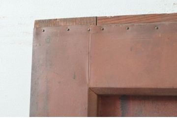 アンティーク建具　希少　味わい深い銅板張りの蔵戸1枚(鉄扉、玄関戸、引き戸、鉄扉)(R-079853)