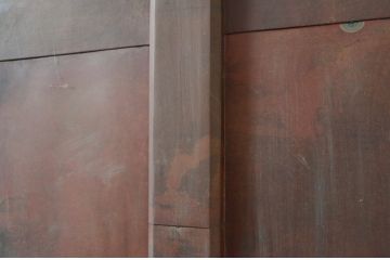 アンティーク建具　希少　味わい深い銅板張りの蔵戸1枚(鉄扉、玄関戸、引き戸、鉄扉)(R-079853)