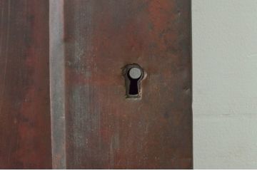 アンティーク建具　希少　味わい深い銅板張りの蔵戸1枚(鉄扉、玄関戸、引き戸、鉄扉)(R-079853)