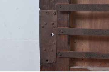 アンティーク建具　希少　味わい深い銅板張りの蔵戸1枚(鉄扉、玄関戸、引き戸、鉄扉)(R-079853)