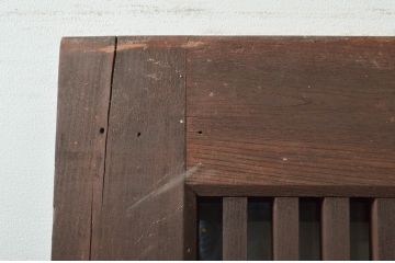 アンティーク建具　欅(ケヤキ)材　堂々とした佇まいが存在感を放つガラス入り格子蔵戸1枚(玄関戸、格子戸、引き戸)(R-079856)