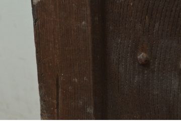 アンティーク建具　欅(ケヤキ)材　堂々とした佇まいが存在感を放つガラス入り格子蔵戸1枚(玄関戸、格子戸、引き戸)(R-079856)