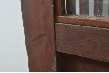 アンティーク建具　欅(ケヤキ)材　堂々とした佇まいが存在感を放つガラス入り格子蔵戸1枚(玄関戸、格子戸、引き戸)(R-079856)