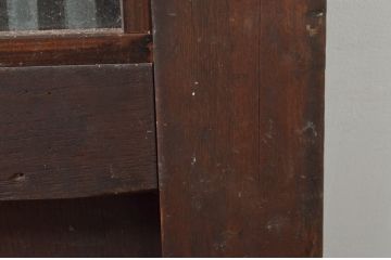 アンティーク建具　欅(ケヤキ)材　堂々とした佇まいが存在感を放つガラス入り格子蔵戸1枚(玄関戸、格子戸、引き戸)(R-079856)