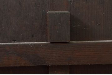 アンティーク建具　欅(ケヤキ)材　堂々とした佇まいが存在感を放つガラス入り格子蔵戸1枚(玄関戸、格子戸、引き戸)(R-079856)