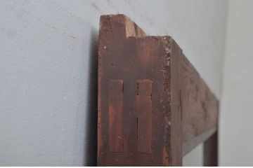 アンティーク建具　欅(ケヤキ)材　堂々とした佇まいが存在感を放つガラス入り格子蔵戸1枚(玄関戸、格子戸、引き戸)(R-079856)