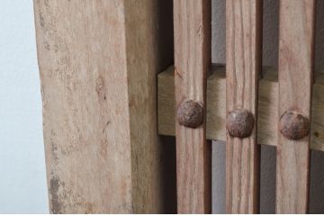 アンティーク建具　細かな桟が魅力的な格子蔵戸1枚(玄関戸、格子戸、引き戸)(R-079857)
