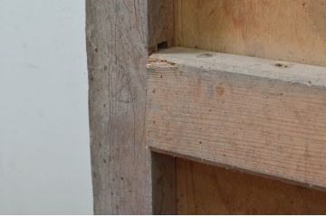 アンティーク建具　細かな桟が魅力的な格子蔵戸1枚(玄関戸、格子戸、引き戸)(R-079857)
