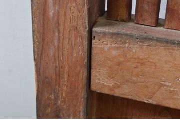 アンティーク建具　北陸産　総欅(ケヤキ)材　金具が立派な格子蔵戸1枚(格子戸、引き戸、玄関戸)(R-079858)