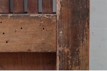 アンティーク建具　北陸産　総欅(ケヤキ)材　金具が立派な格子蔵戸1枚(格子戸、引き戸、玄関戸)(R-079858)