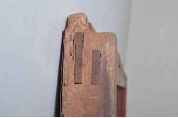 アンティーク建具　北陸産　総欅(ケヤキ)材　金具が立派な格子蔵戸1枚(格子戸、引き戸、玄関戸)(R-079858)