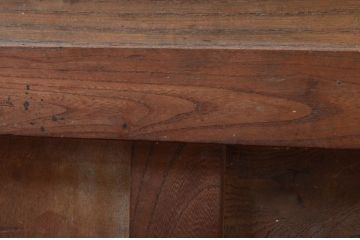 アンティーク建具　総欅(ケヤキ)材　時代の流れを感じさせる升目(マス目)格子蔵戸1枚(きつね格子、狐格子、引き戸、玄関戸、格子戸)(R-079859)