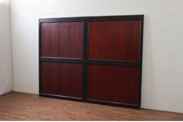 アンティーク建具　和モダンな空間を演出する幅広帯戸2枚セット(引き戸、板戸)(R-079865)