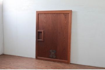 アンティーク建具　美しい総欅(ケヤキ)材の蔵戸1枚(引き戸、玄関戸)(R-079868)