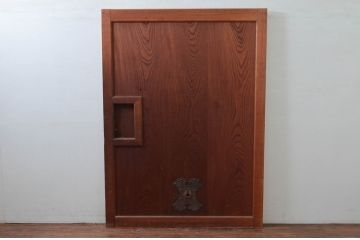 アンティーク建具　美しい総欅(ケヤキ)材の蔵戸1枚(引き戸、玄関戸)(R-079868)