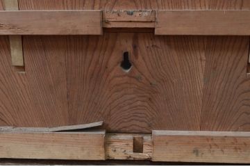 アンティーク建具　美しい総欅(ケヤキ)材の蔵戸1枚(引き戸、玄関戸)(R-079868)