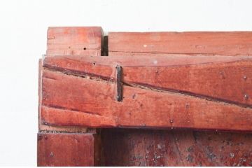 アンティーク建具　欅(ケヤキ)材　味わい深い木の風合いが魅力的な蔵戸1枚(引き戸、玄関戸)(R-079870)