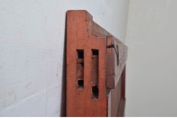 アンティーク建具　欅(ケヤキ)材　味わい深い木の風合いが魅力的な蔵戸1枚(引き戸、玄関戸)(R-079870)