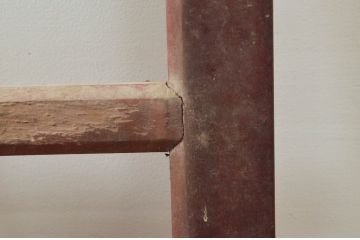 アンティーク建具　和の貫禄を漂わせる升目(マス目)格子蔵戸1枚(きつね格子、狐格子、引き戸、玄関戸、格子戸)(R-079874)