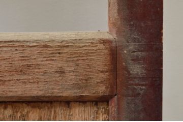 アンティーク建具　和の貫禄を漂わせる升目(マス目)格子蔵戸1枚(きつね格子、狐格子、引き戸、玄関戸、格子戸)(R-079874)