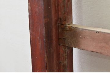 アンティーク建具　和の貫禄を漂わせる升目(マス目)格子蔵戸1枚(きつね格子、狐格子、引き戸、玄関戸、格子戸)(R-079874)