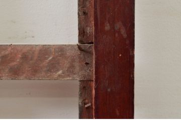 アンティーク建具　和の貫禄を漂わせる升目(マス目)格子蔵戸1枚(きつね格子、狐格子、引き戸、玄関戸、格子戸)(R-079874)